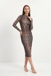 Kahve Leopar Elbise 377-1