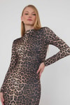 Kahve Leopar Elbise 377-1