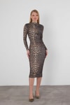 Kahve Leopar Elbise 377-1