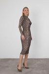 Kahve Leopar Elbise 377-1