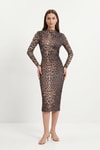 Kahve Leopar Elbise 377-1