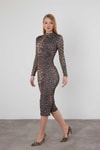 Kahve Leopar Elbise 377-1