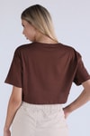 Kahve New Jersey Baskı Crop Tişört 5162