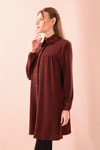 Kahve Ön Roba Büzgülü Tunik 5463