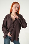 Kahve Oversize Gömlek 2893