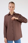 Kahve Oversize Klasik Gömlek 4305A