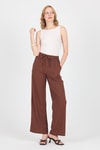 Kahve Pamuklu Bel Lastikli Wide Leg/Bol Paça Pantolon 4754A