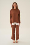 Kahve Parçalı Tunik Pantolon Takım 4090A