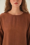 Kahve Parçalı Tunik Pantolon Takım 4090A