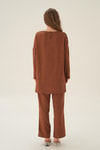 Kahve Parçalı Tunik Pantolon Takım 4090A