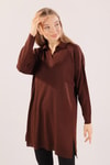 Kahve Polo Yaka Fitilli Kazak 23214
