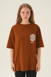 Kahve Posıtıve Baskı Oversize Tişört 1698