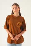 Kahve Psalm Baskı Oversize Tişört 1702