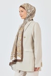 Kahve Retro Desenli Şal 5684