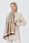 Kahve Retro Desenli Şal 5684