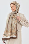 Kahve Retro Desenli Şal 5684