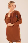 Kahve Yaka Şerit Arma Detay Sweat 2684