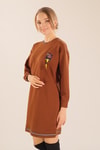 Kahve Yaka Şerit Arma Detay Sweat 2684