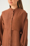 Kahve Yan Bağlamalı Tunik 6836A