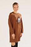 Kahve Yazı Baskılı Sweat 3437