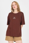 Kahve Yumuşak Dokulu Yazı Baskılı Oversize Tişört 6265