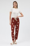 Kahverengi Ayıcık Desenli Lastik Bel Kadın Pijama Altı 4534