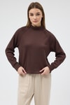 Kahverengi Dik Yaka Reglan Kol Kadın Sweat 8252A
