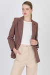 Kahverengi Keten Görünümlü %100 Pamuk Astarlı Blazer Ceket 6023-3
