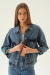 Kar Yıkama Oversize Kot Ceket 7084