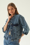 Kar Yıkama Oversize Kot Ceket 7084