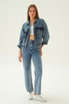 Kar Yıkama Oversize Kot Ceket 7084
