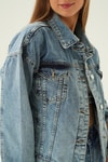 Kar Yıkama Sırt Baskılı Jean Ceket 2301