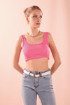 Kare Yaka Kısa Bayan Atlet - 1098 Pembe
