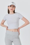 Karmelanj Slim Fit Bisiklet Yaka Crop Tişört 3058