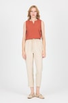 Kiremit V Yaka Kolsuz Crop Bluz 8027