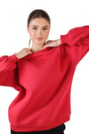 Kırmızı Bisiklet Yaka Oversize Sweat 3183