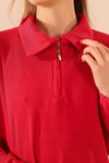 Kırmızı Fermuarlı Tunik Pantolon Takım 5471