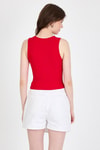 Kırmızı Fiyonk İşlemeli Crop Örme Atlet 0849