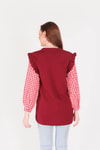 Kırmızı Kol Gömlek Detaylı Tunik 1070