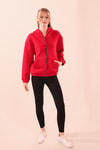 Kırmızı Oversize Fermuarlı Sweat 8125M