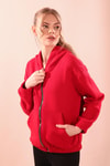 Kırmızı Oversize Fermuarlı Sweat 8125M