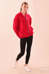 Kırmızı Oversize Fermuarlı Sweat 8125M