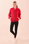 Kırmızı Oversize Fermuarlı Sweat 8125M