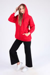 Kırmızı Oversize Uzun Fermuarlı Sweat 8124M