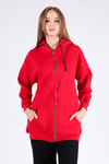 Kırmızı Oversize Uzun Fermuarlı Sweat 8124M