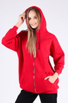 Kırmızı Oversize Uzun Fermuarlı Sweat 8124M