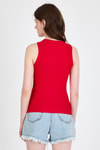Kırmızı Taş İşleme Detaylı Halter Yaka Örme Atlet 0349