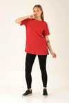 Kol Katlama Oversize Bayan Bluz - 6834A Kırmızı