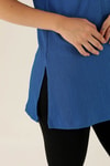 Kol Katlama Oversize Bayan Bluz - 6834A Saks
