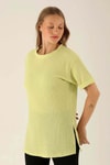 Kol Katlama Oversize Bayan Bluz - 6834A Fıstık Yeşili